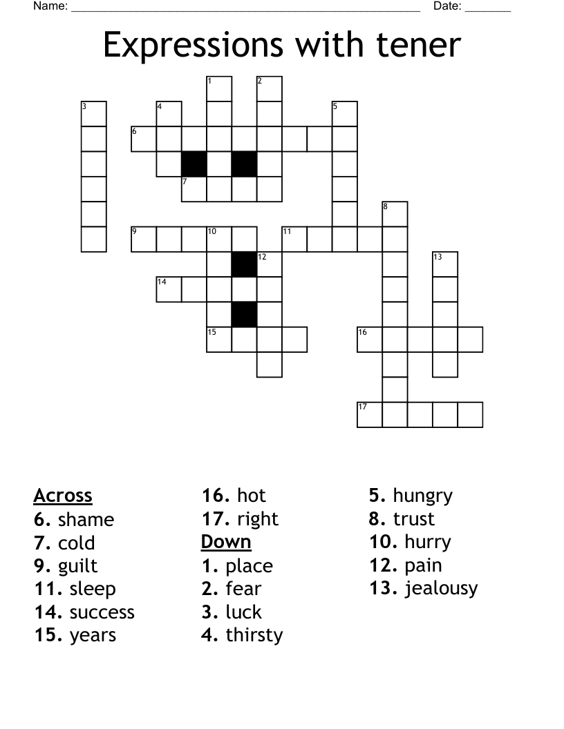 Expressions with tener Crossword