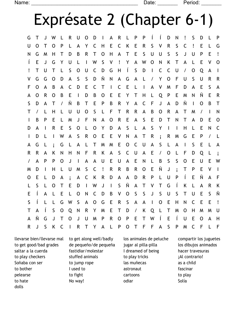 Exprésate 2 (Chapter 6-1) Word Search