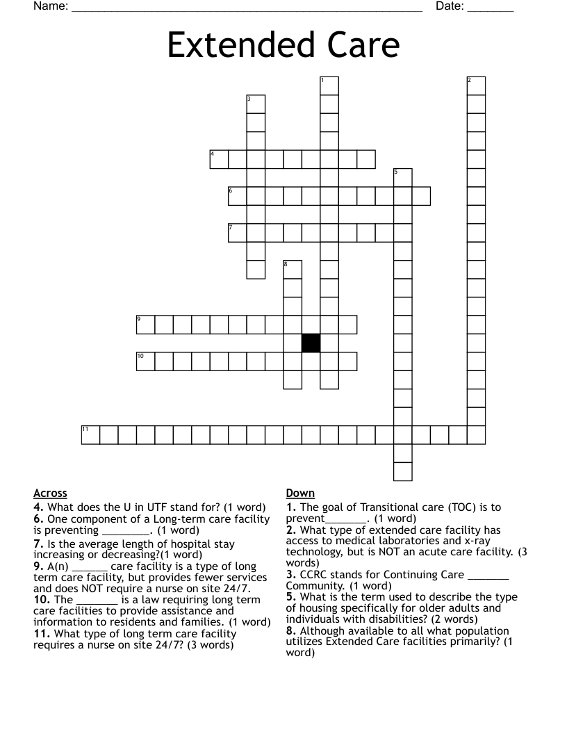 Extended Care  Crossword