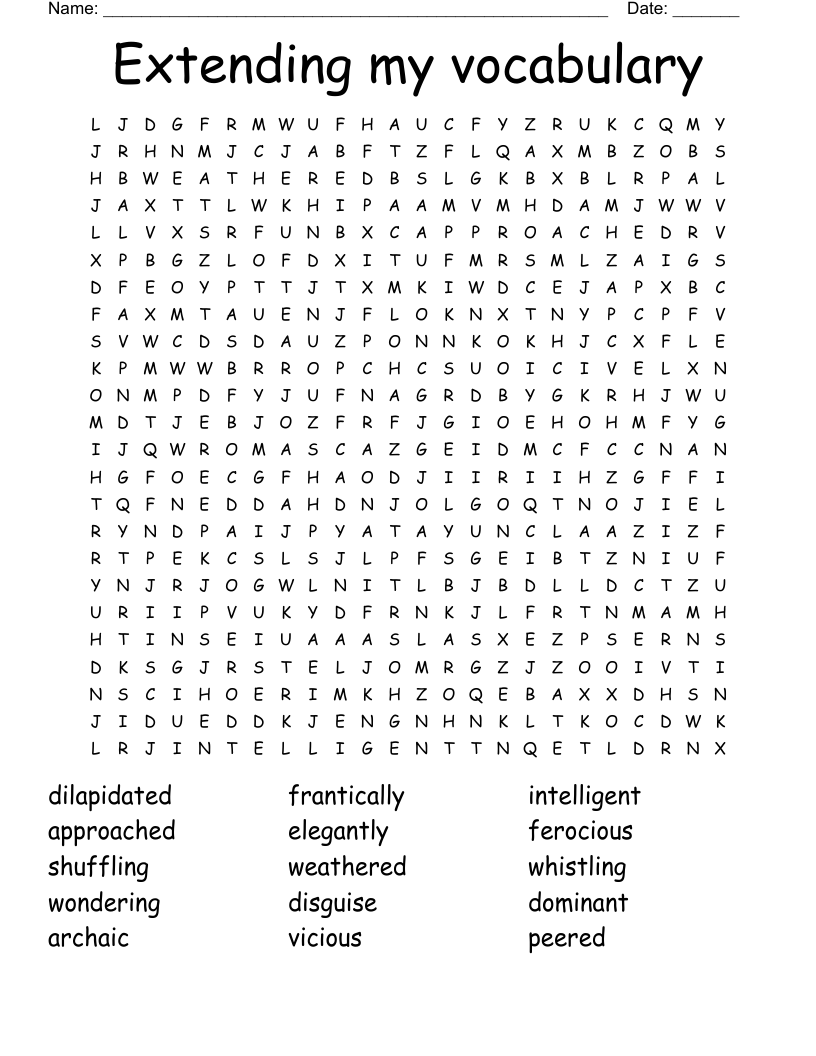 Extending my vocabulary Word Search