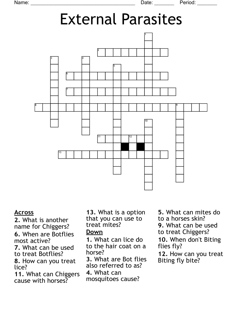 External Parasites  Crossword