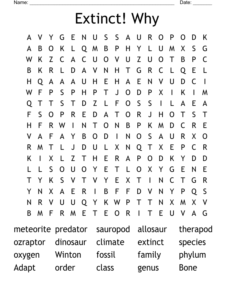 Extinct!  Why Word Search