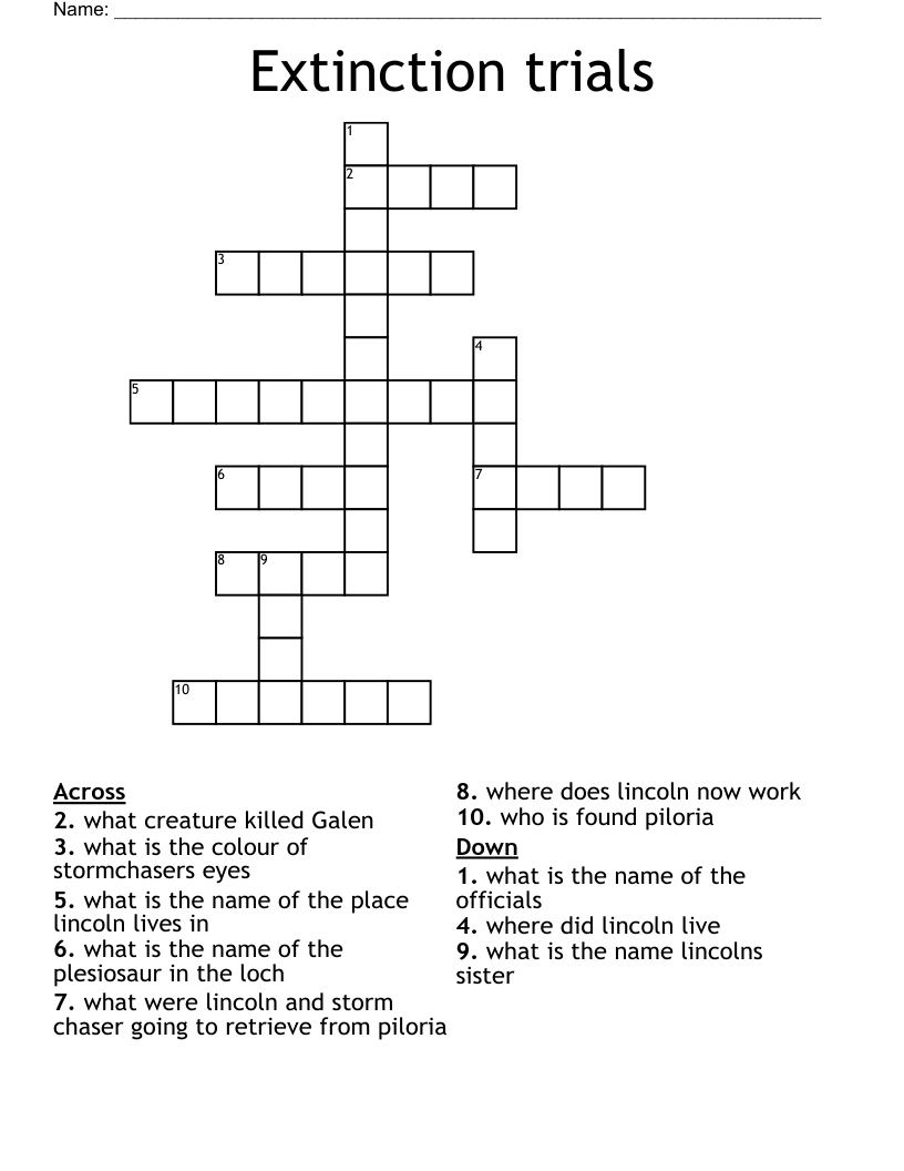Extinction trials Crossword