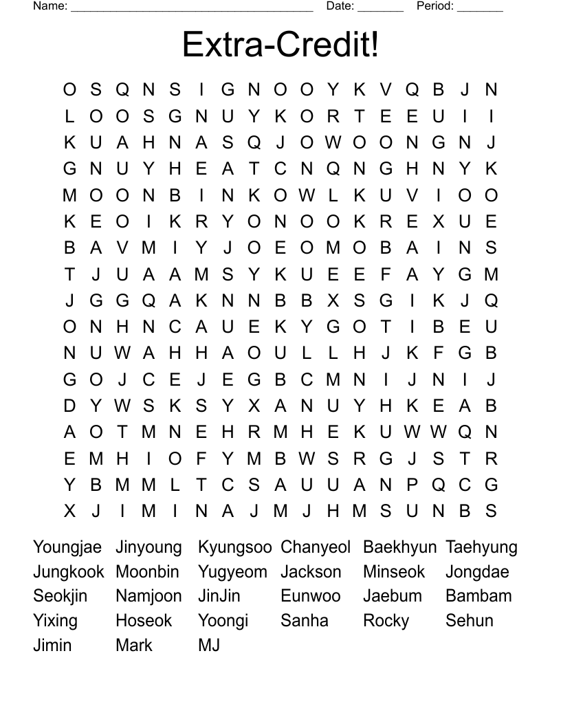 Extra-Credit! Word Search