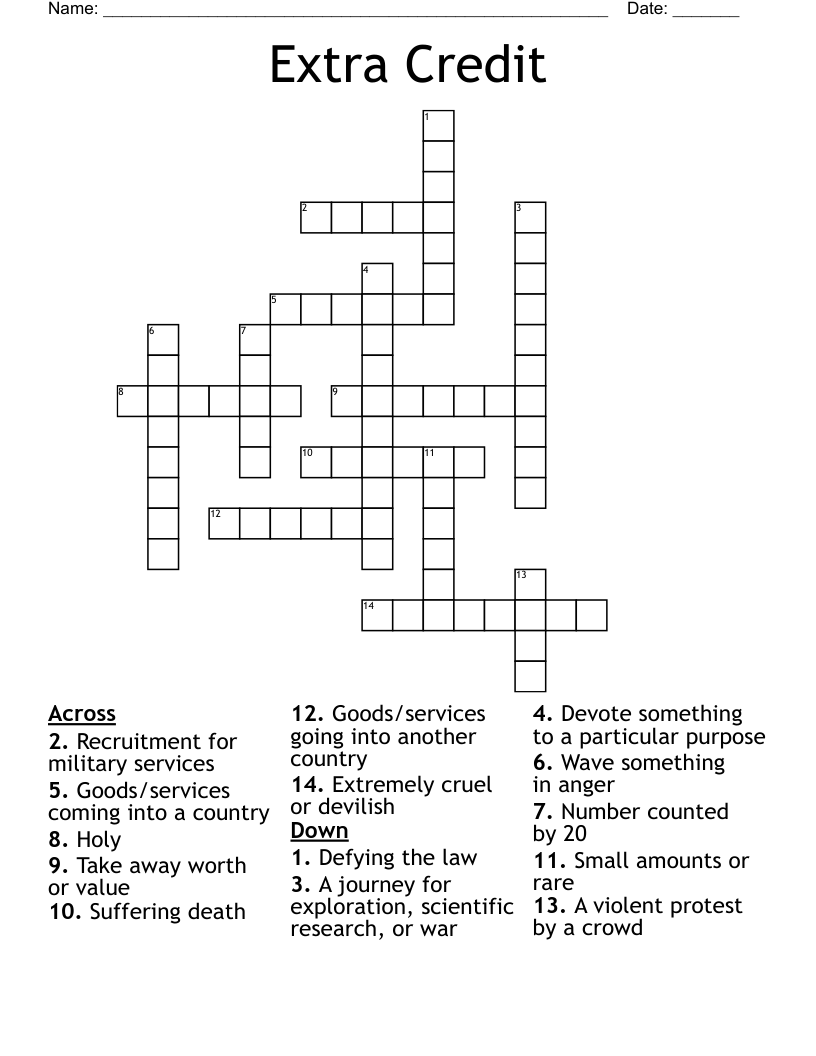 Extra Credit Crossword