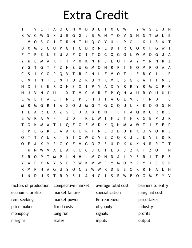 Extra Credit Word Search