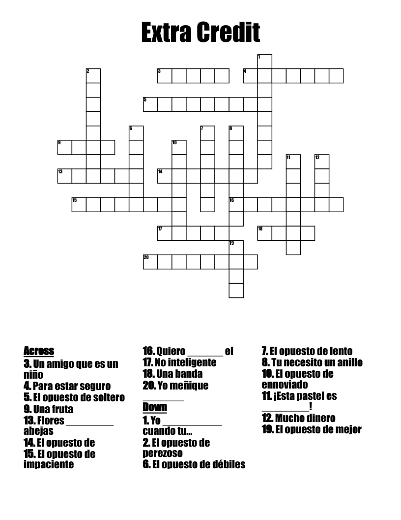Extra Credit Crossword