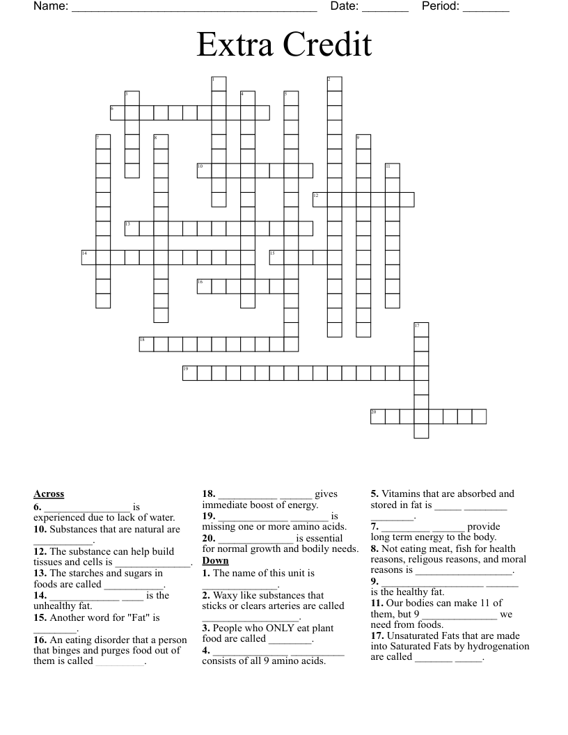 Extra Credit Crossword