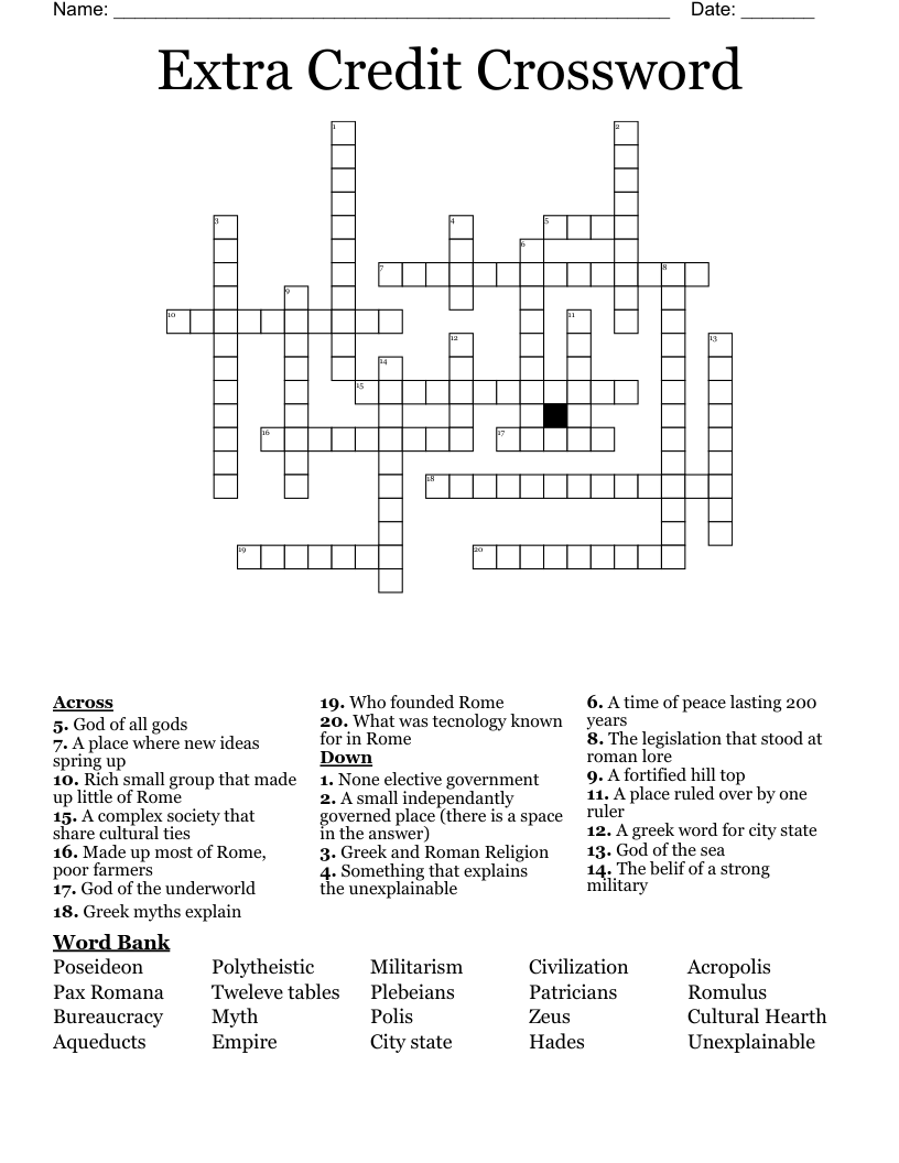 Extra Credit Crossword