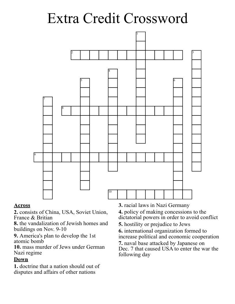 Extra Credit Crossword