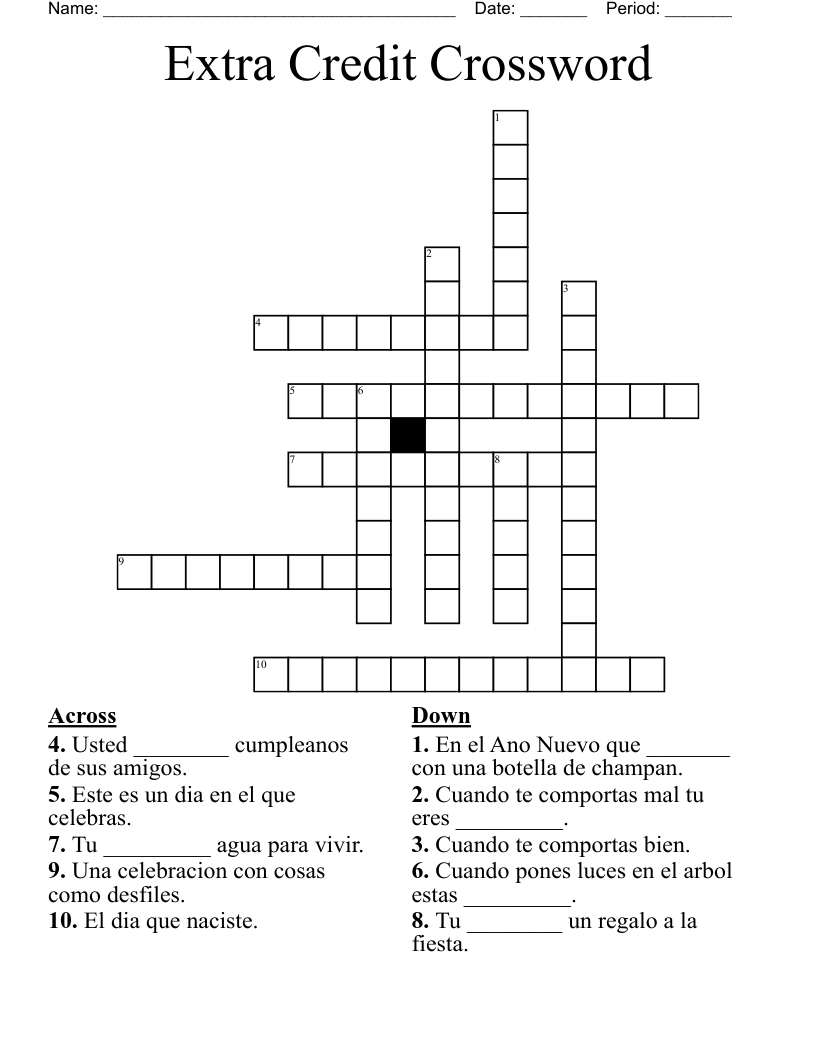 Extra Credit Crossword