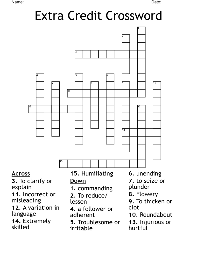 Extra Credit Crossword 