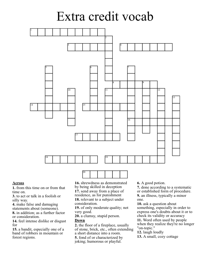 Extra credit vocab Crossword