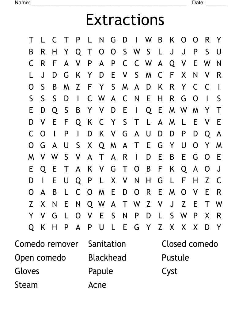 Extractions  Word Search