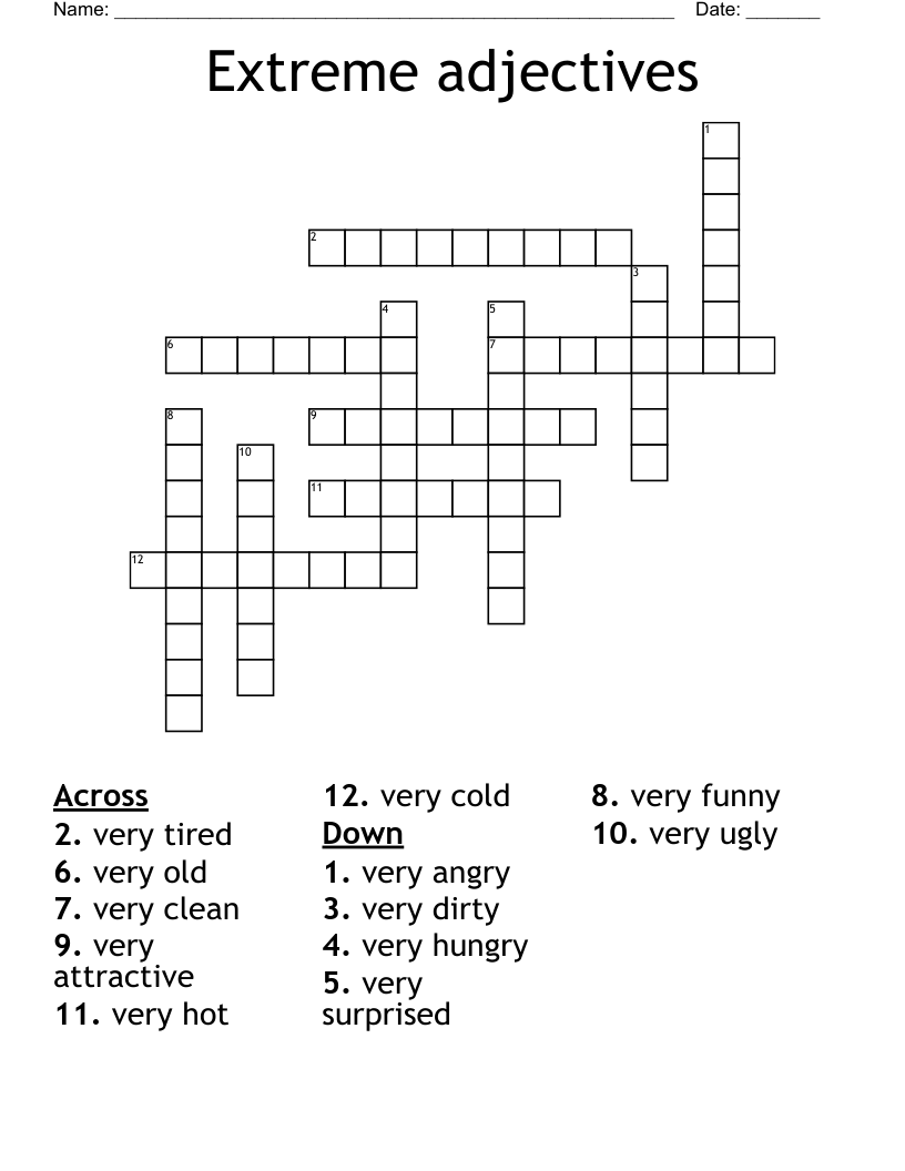 Extreme adjectives Crossword