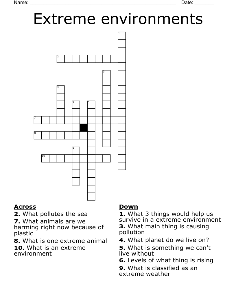 Extreme environments Crossword