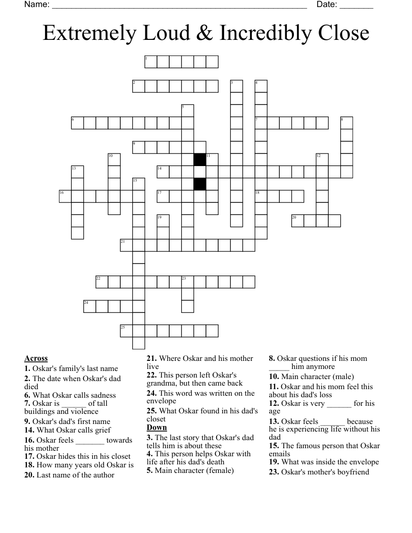Extremely Loud & Incredibly Close Crossword