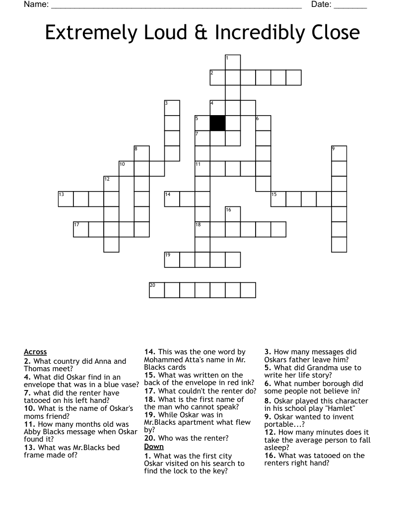 Extremely Loud & Incredibly Close  Crossword
