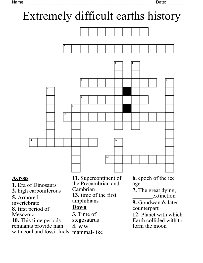 Extremely difficult earths history  Crossword
