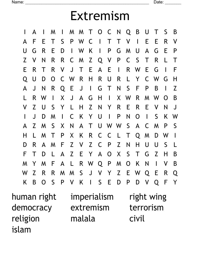 Extremism Word Search