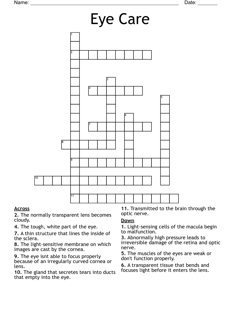 Eye Care Crossword