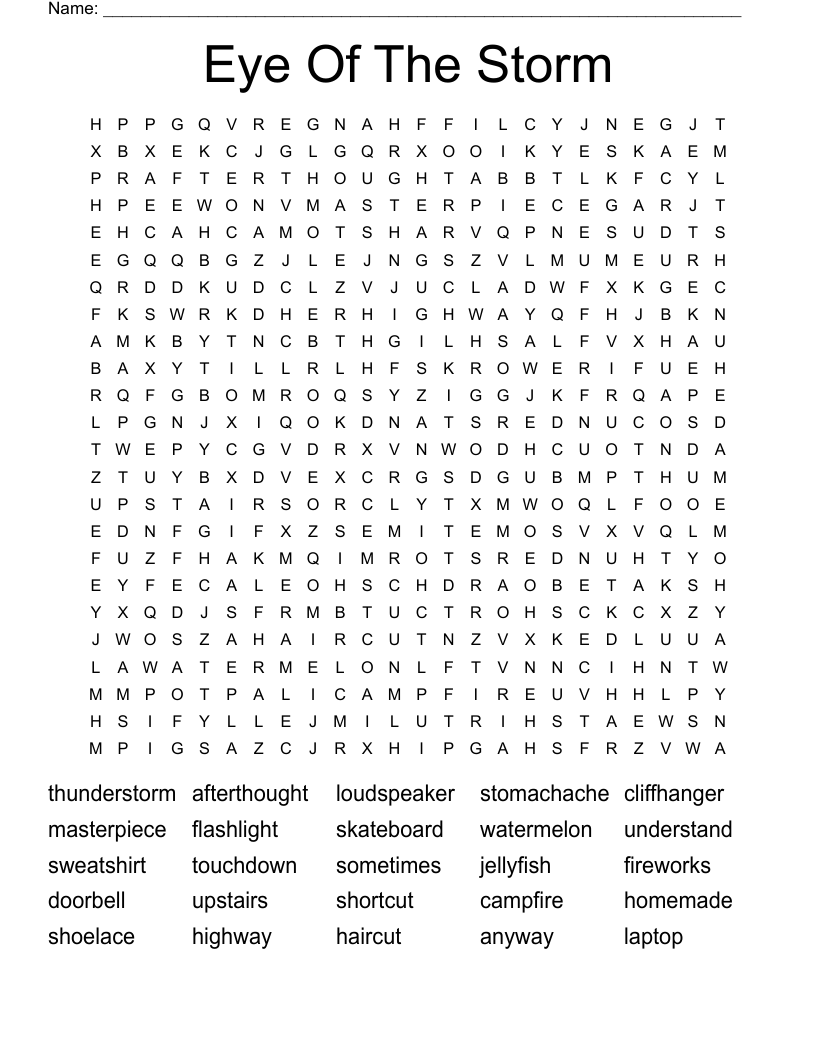 Eye Of The Storm Word Search