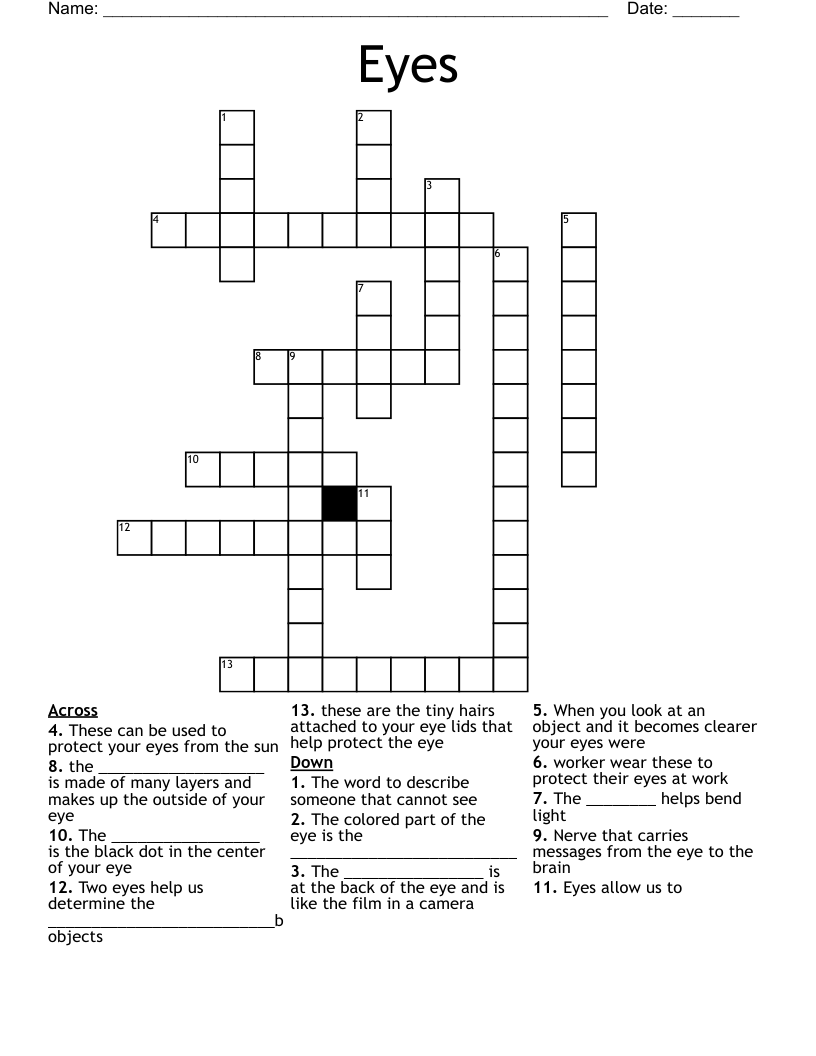 Eyes Crossword