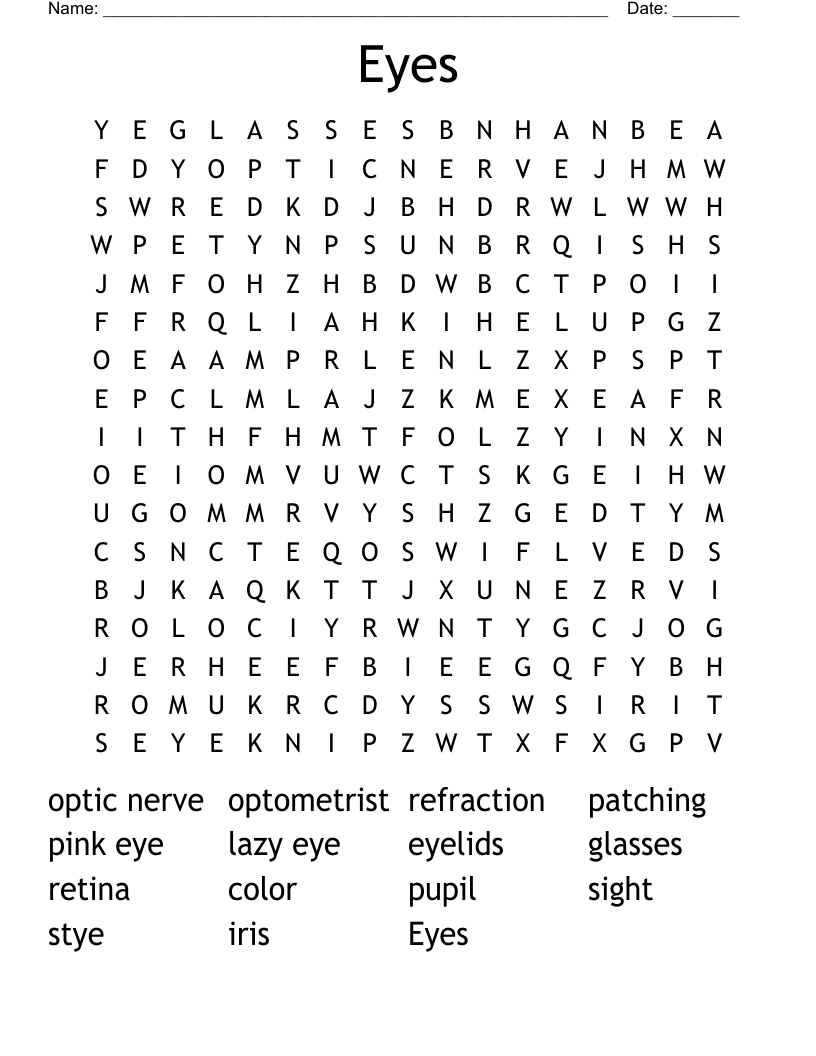 Eyes Word Search