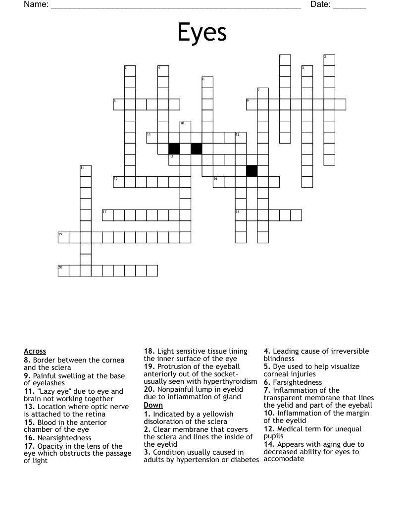 Eyes Crossword