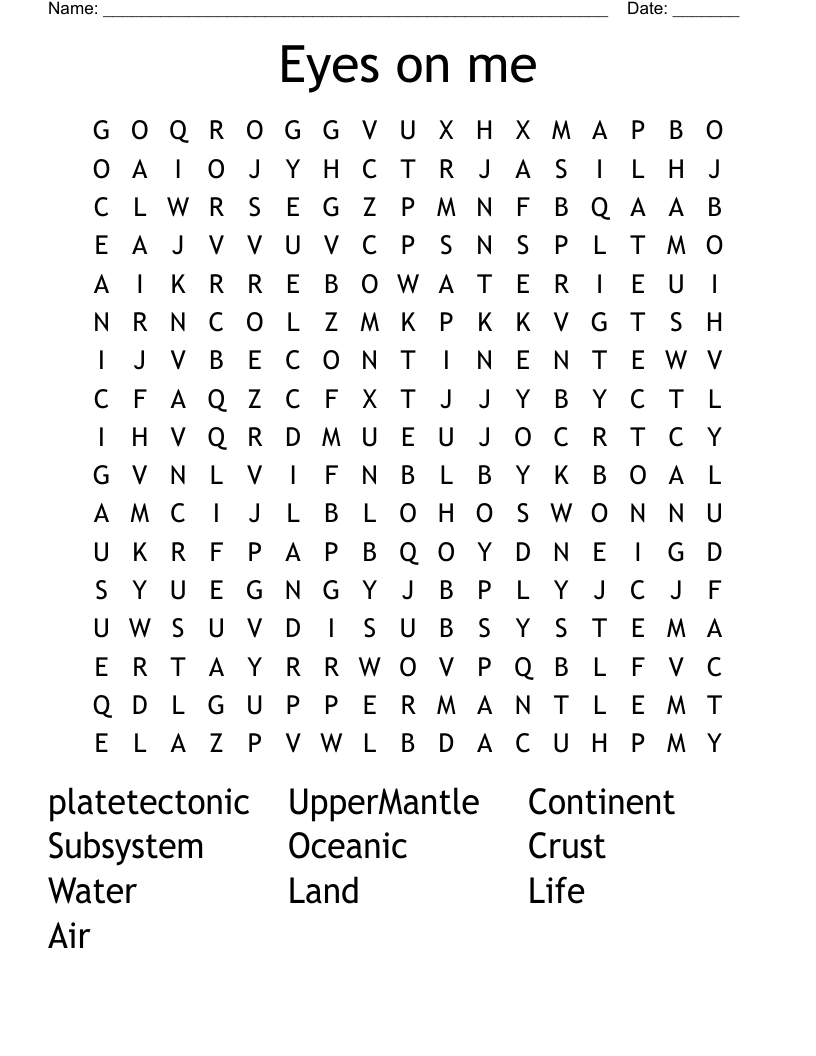 Eyes on me Word Search