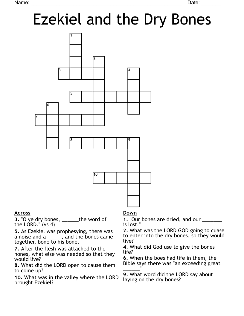 Ezekiel and the Dry Bones Crossword