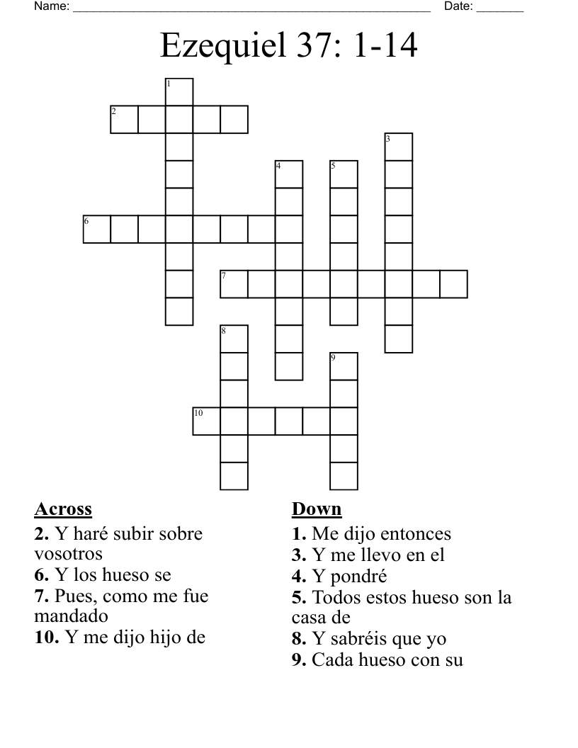 Ezequiel 37: 1-14 Crossword