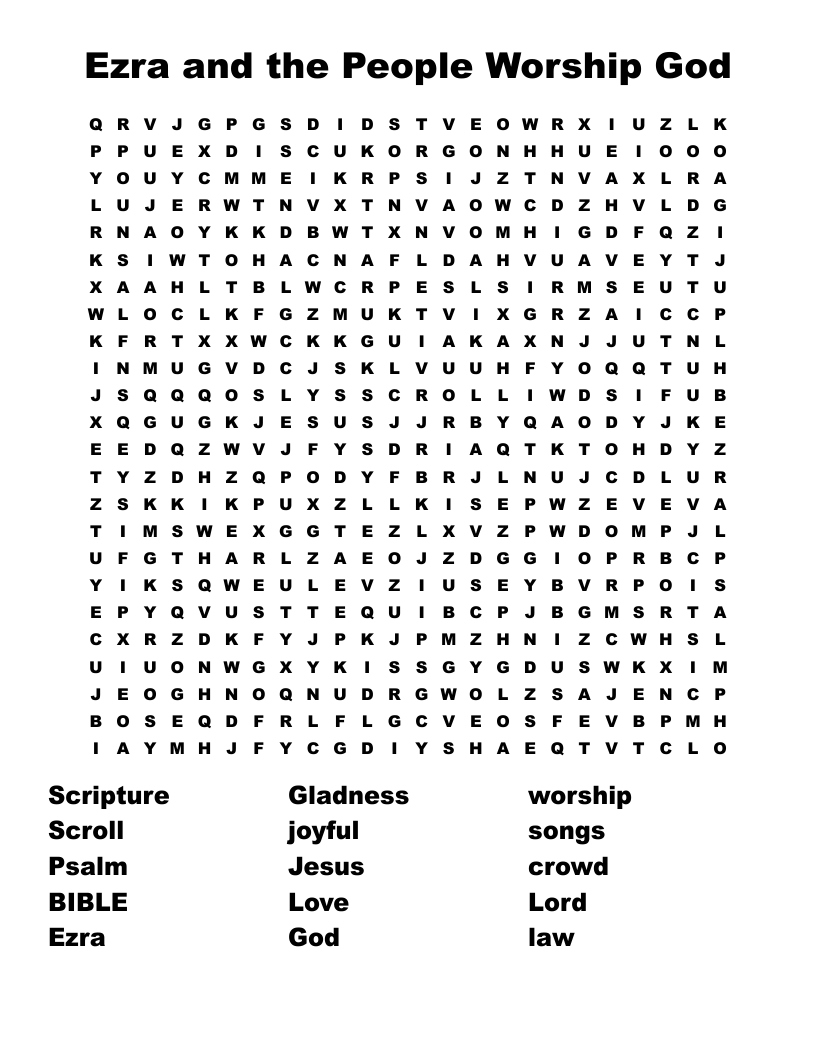 Ezra and the People Worship God Word Search