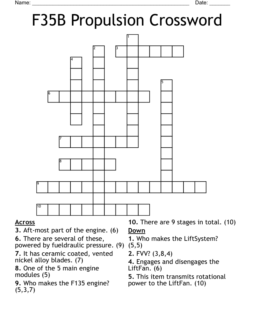 F35B Propulsion Crossword
