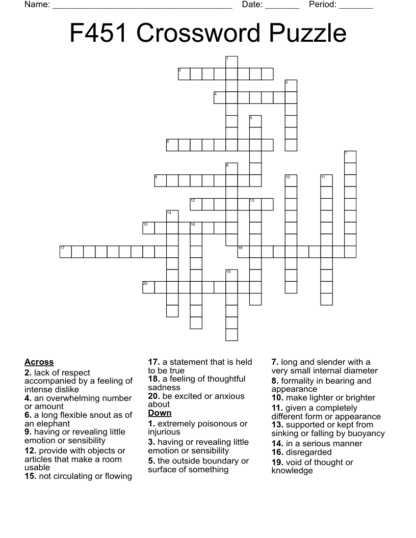 F451 Crossword Puzzle 