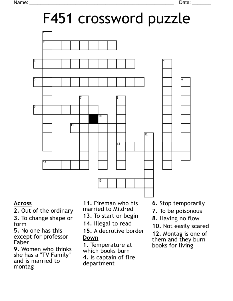 F451 crossword puzzle