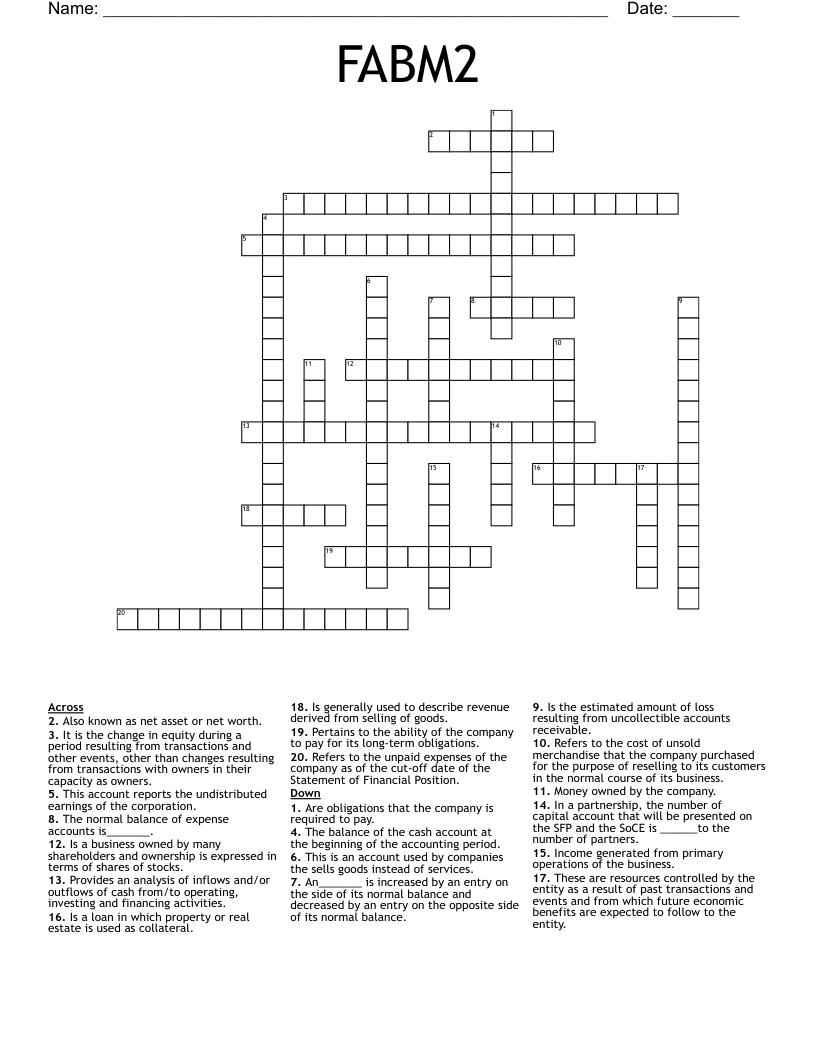 FABM2 Crossword