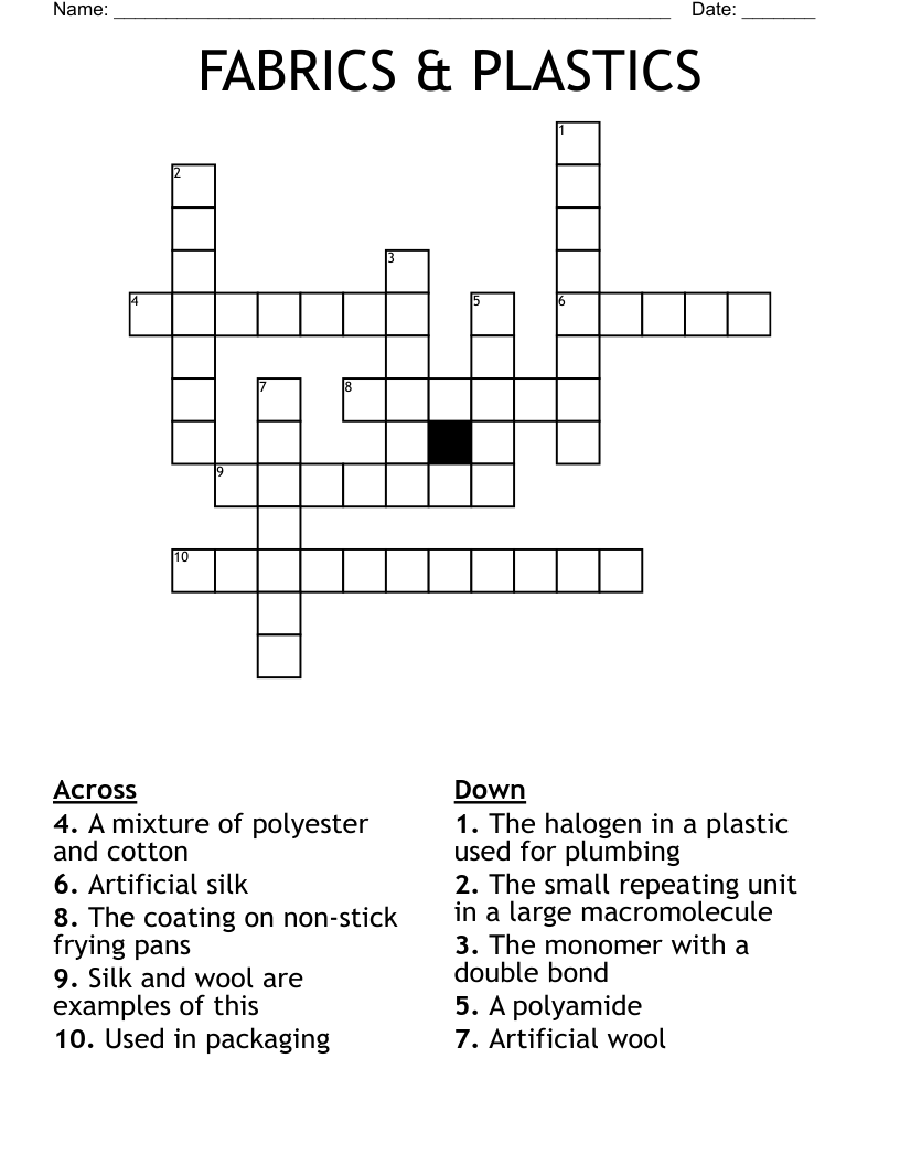 FABRICS & PLASTICS Crossword