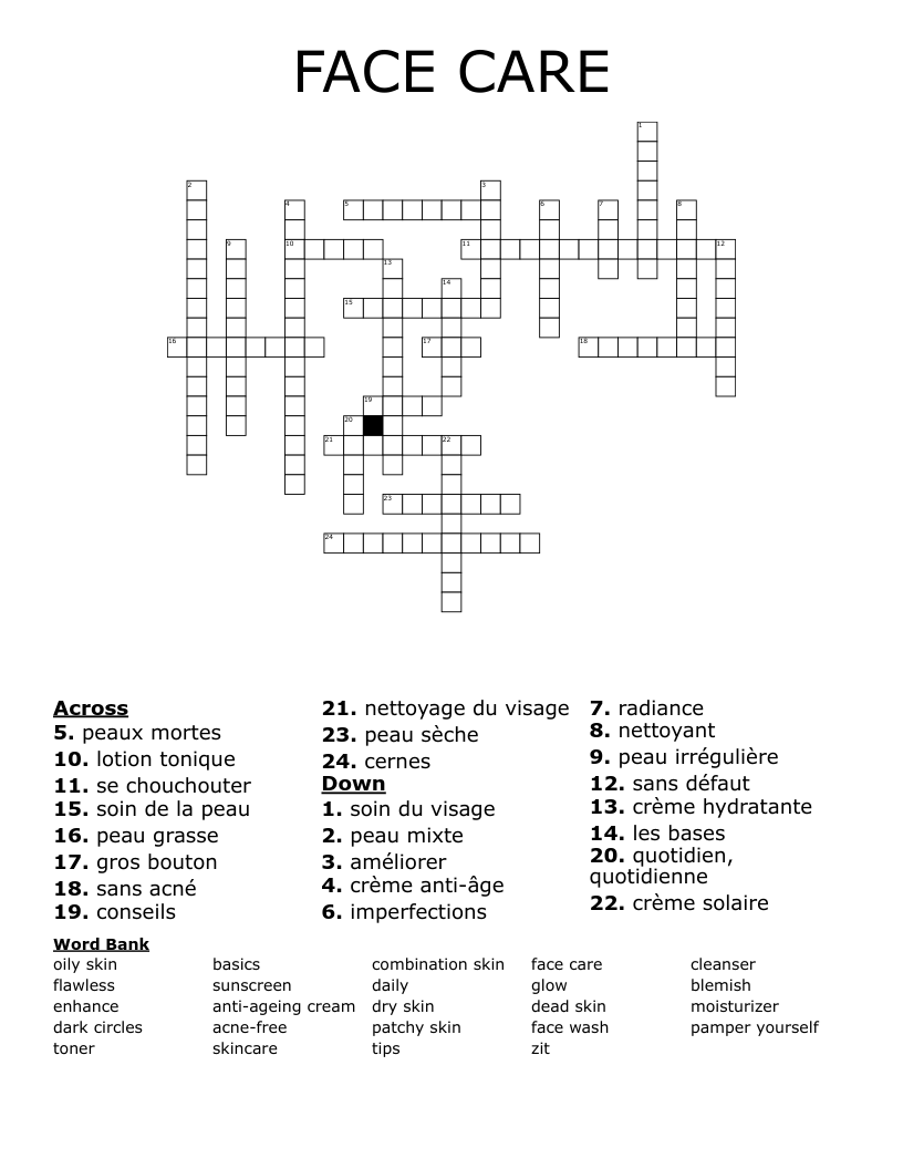FACE CARE Crossword