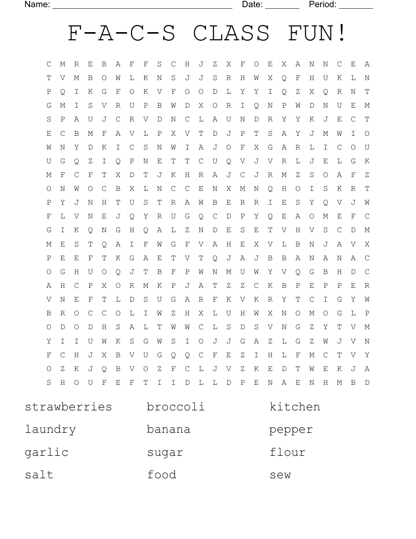 F-A-C-S CLASS FUN! Word Search