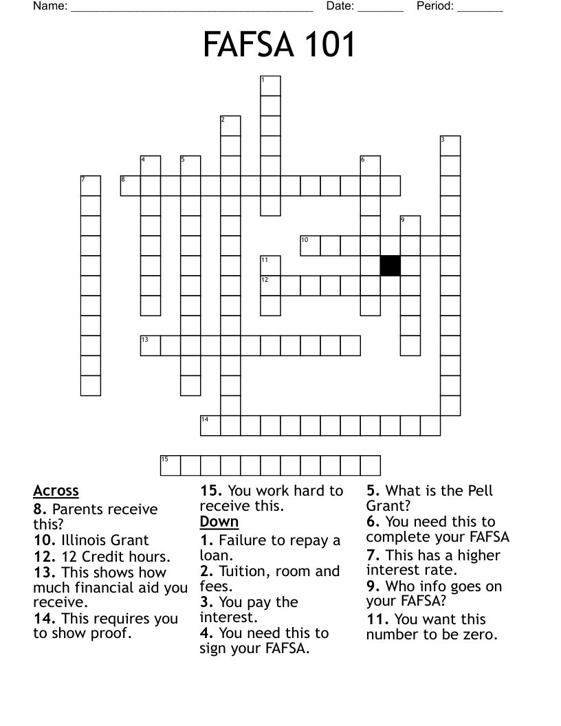 FAFSA 101 Crossword