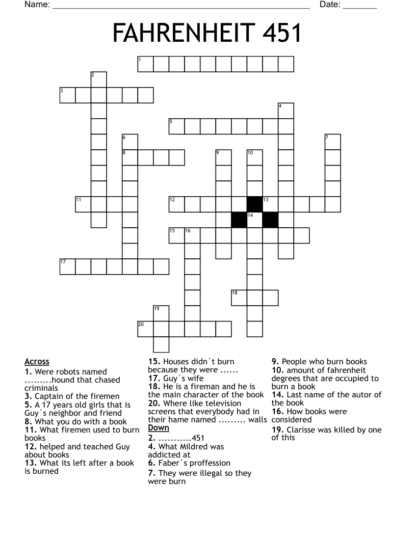 FAHRENHEIT 451  Crossword