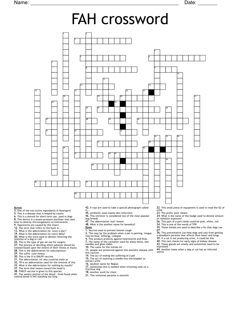 FAH crossword