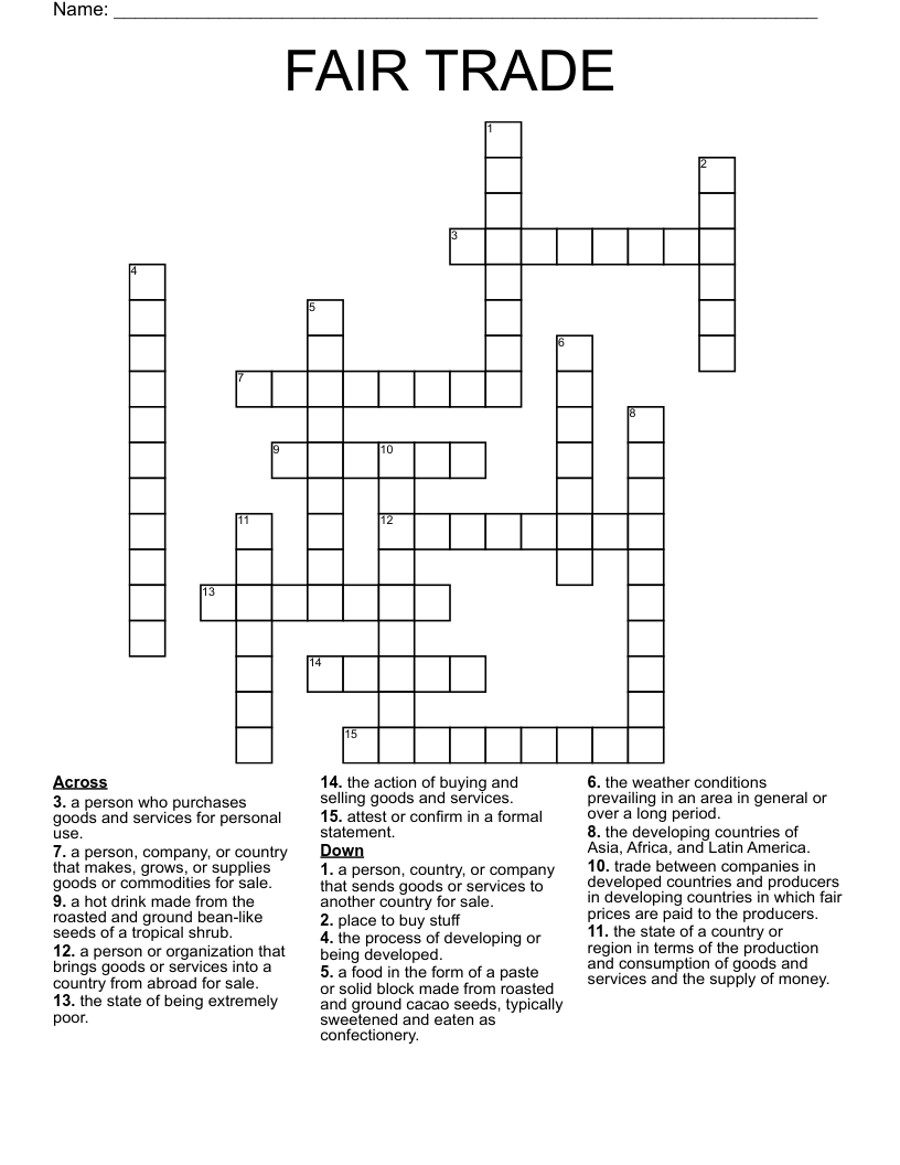 FAIR TRADE Crossword