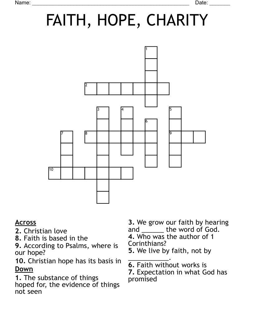 FAITH, HOPE, CHARITY Crossword