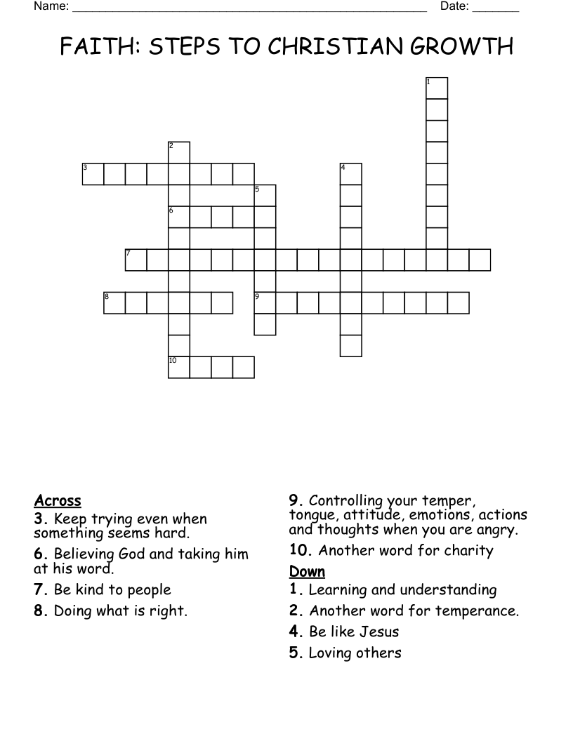 FAITH: STEPS TO CHRISTIAN GROWTH Crossword