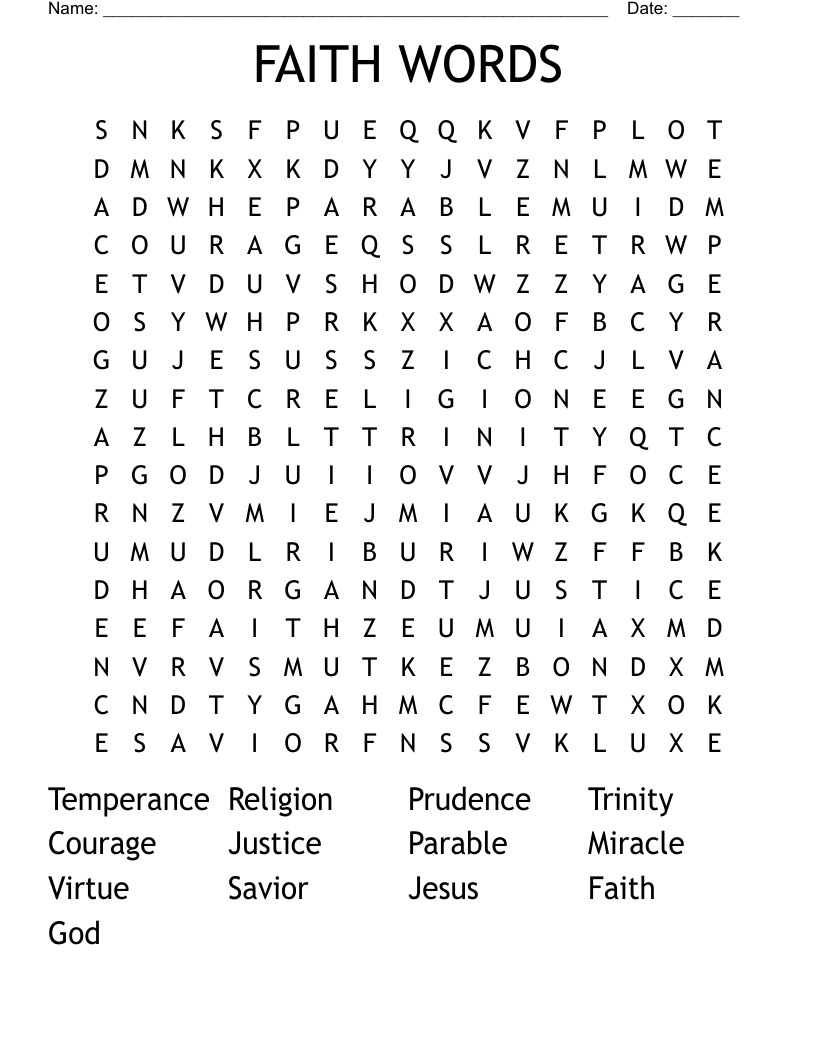 FAITH WORDS Word Search