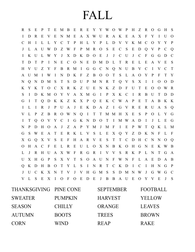 FALL Word Search