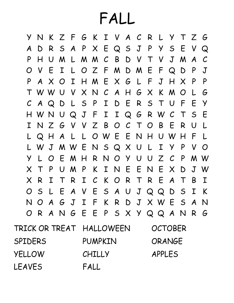 FALL Word Search