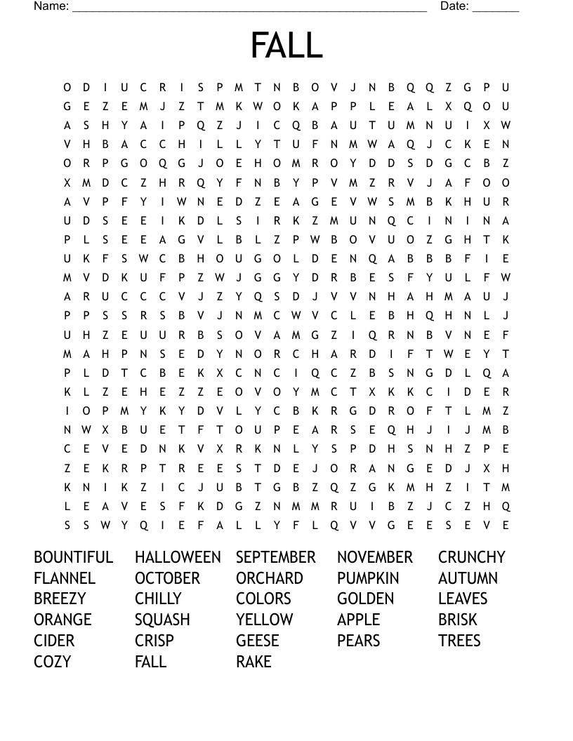 FALL Word Search